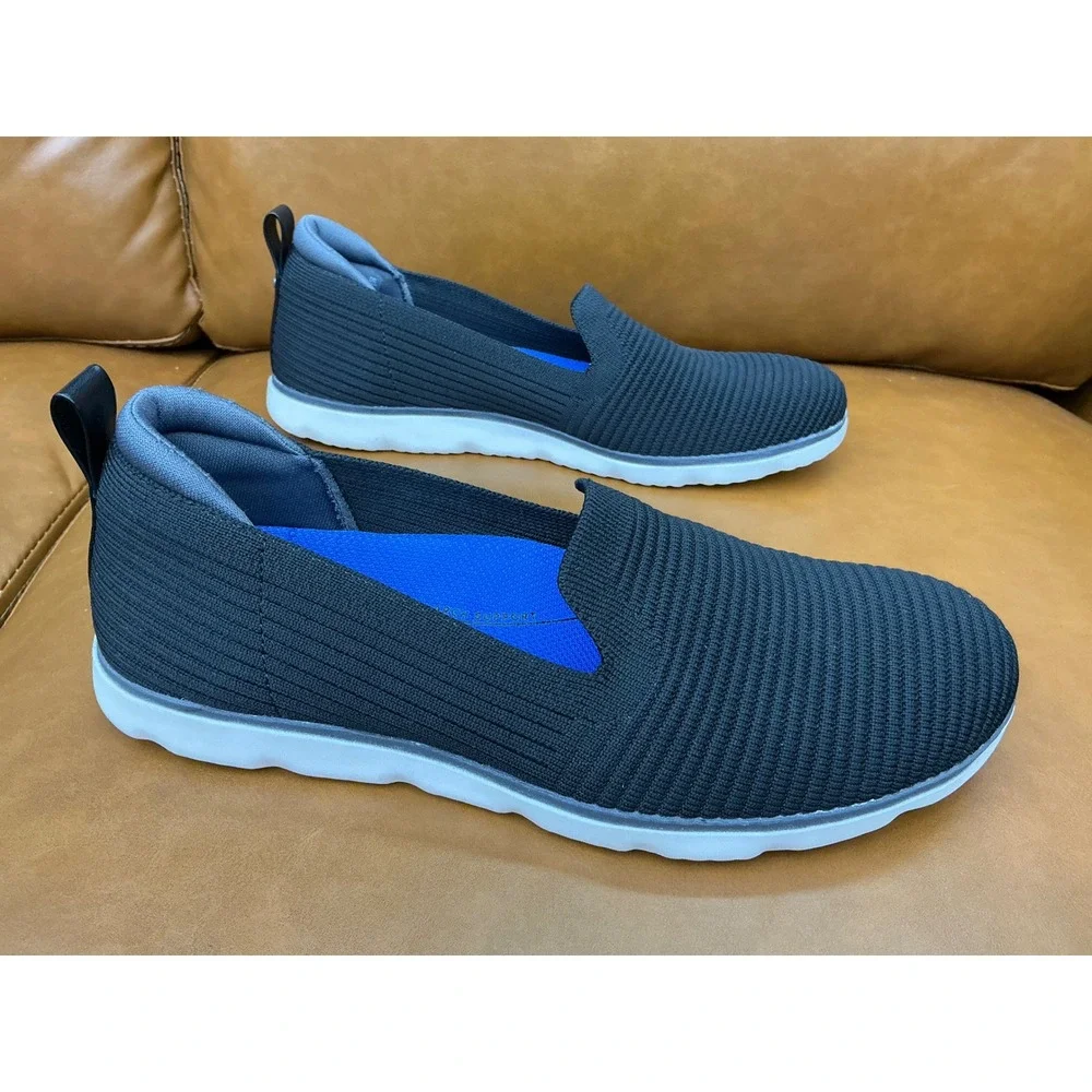 Ryka Effortless Slip On Shoes Women 7.5 Black Washable Knit Sneakers